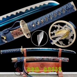 Katana corta Full Tang Sharp Japón espada samurai Wakizashi acero alto manganeso - Imagen 1 de 12