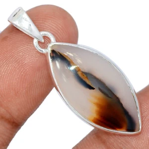 Natural Montana Agate From The Yellowstone River 925 Silver Pendant CP58742 - Picture 1 of 1