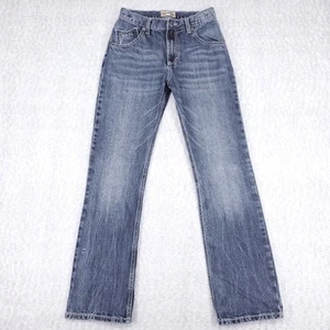 Wrangler 20X Jeans Boys 16 Blue Dark Wash Straight Leg Thick Stitch Embroidered - Picture 1 of 13