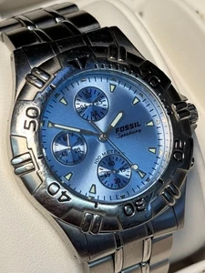 Fossil Blue CH-2307 Quartz Chronograph Herrenuhr Herren Uhr Retro Silber Blau - Bild 1 von 7