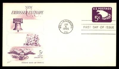 Mayfairstamps US FDC 1965 Pennsylvania 5 cent US postage new embossed envelope F - Image 1 of 2