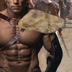 Faux Fur Shoulder Armor Cape Pauldron Guard Wrap for Themed Party New Years Eve - Picture 1 of 5