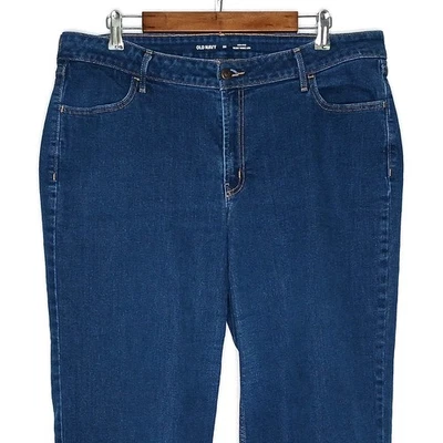 Jeans Old Navy WOW para mujer tiro alto pierna ancha talla grande 20 elástico lavado oscuro Foto 1 de 4