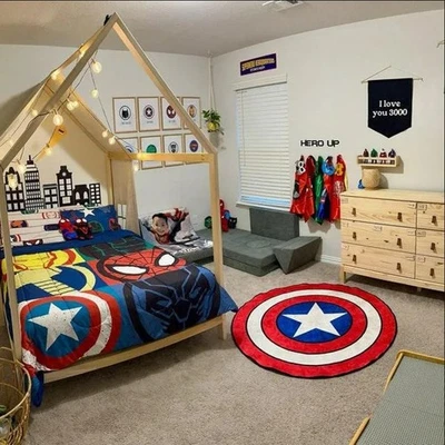 America Rug, America Shield, America Flag Round Rug, Red Rug, Round Movie Rug - Image 1 of 4