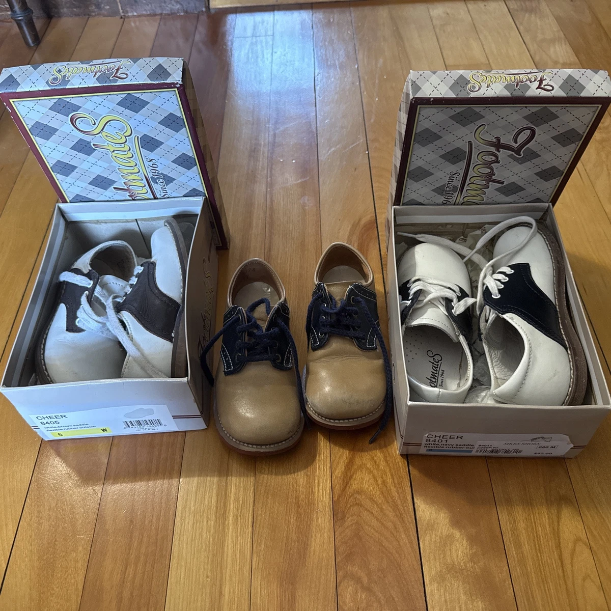 Baby Deer White Leather Saddle Oxford Crib Shoes - Unisex Infant Size 0