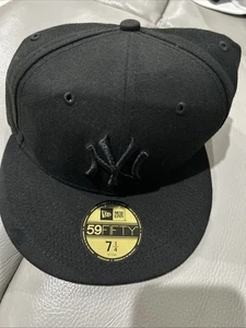 *NEW* Unisex NEW ERA 59FIFTY NEW YORK YANKEES PRIMARY LOGO FITTED HAT BLACK 👍 - Picture 1 of 5