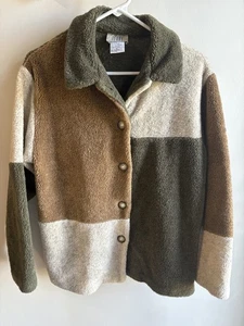 Vintage TEDDI Color Block Sherpa Fall Jacket Petite Medium style 62043 - Picture 1 of 7