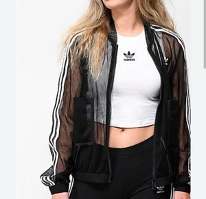 Adidas Originals Black Mesh Track Top Size Sm. DX3694 Full Zip - Picture 1 of 10