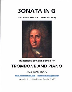 Music for Trombone & Piano Torelli Sonata in G Accomp. files free - Picture 1 of 3