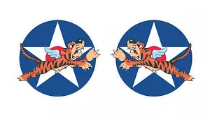 AVG Flying Tiger Fighter Insignia stickers, WWII Military Airplane | Size: 12" - Picture 1 of 2