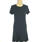 DKNY Donna Karan Dress Sm Black Short Sl Tee Shirt High Low A Line Shift Comfy 