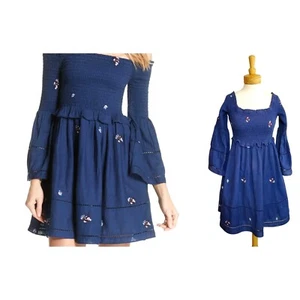 Vestido Free People CONTANDO MARGARITAS Ahumado Bordado Hombro TAL CUAL Talla S - Imagen 1 de 13