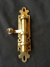 One Reclaimed Antique Brass Gothic Victorian Door Bolt Lock Latch (EB255)