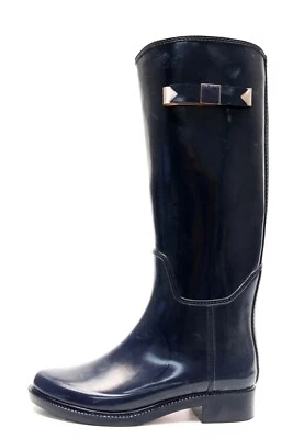 Женские Ted Baker темно-синий резиновый желе высокий бант плоский дождя ботинки размер 5 новый - Изображение 1 из 4