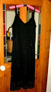KIT BLACK LINED SEQUINNED CROCHET LACE DRESS SIZE 14 - PARTY COCKTAIL - Picture 1 of 6