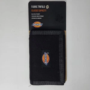 Dickies Nylon Trifold Wallet Black Fabric Mens Billfold Pocket Durable Classic - Picture 1 of 8