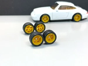 R087 Hot Wheels 1/64 Set Star Gold 10mm , Long Axle RUBBER TIRE REAL RIDER - Picture 1 of 5
