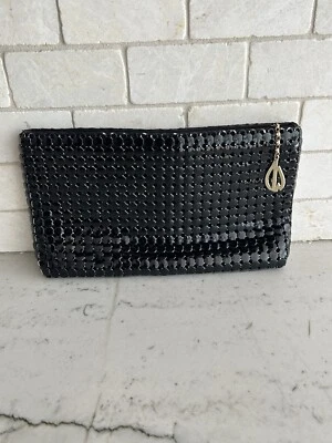 Cartera de malla vintage Whiting y Davis de metal negro EE. UU. noche boda dorada Foto 1 de 4