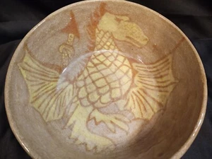 Dragon Bowl Pottery Art Medieval Asian Large Vintage Chinese Handmade Signed A+! - Picture 1 of 12