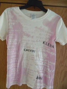 Calvin Klein Ivory Pink  Short Sleeve   Top Shirt  Blouse Sz M - Picture 1 of 4