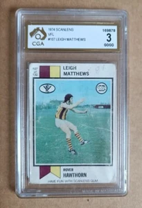 Leigh Matthews Scanlens 1974 - VFL AFL Card #107 - CGA 3 GOOD not PSA - Picture 1 of 2
