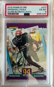 1994 Marshall Faulk Rookie Autograph 25/28 Score Buyback Autograph Pop. 1 PSA 6 - Picture 1 of 5