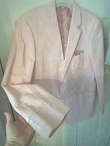 Alan Flusser  Pink & White Pinstriped Blazer SportsCoat Jacket MEDIUM Cotton  - Picture 1 of 6