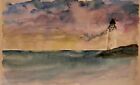 Lighthouse Original Watercolor Painting Art Signed Seascape Beach Lighthouses