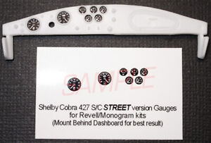 SHELBY COBRA 427 S/C STREET VERSION GAUGE FACES for 1/24 REVELL MONOGRAM—READ
