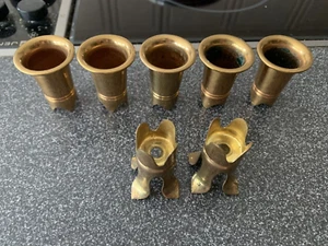 7 Vintage 1950's-1960's ERA Brass Candle Followers Church Super Rare Collection - Picture 1 of 2