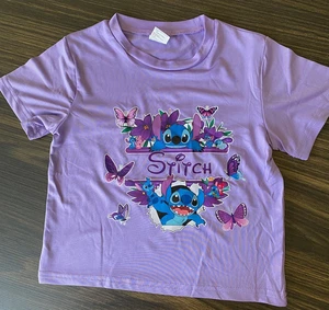Disney "Stitch" Lavender with Butterflies Design-- T-Shirt Size 4 Youth - Picture 1 of 1