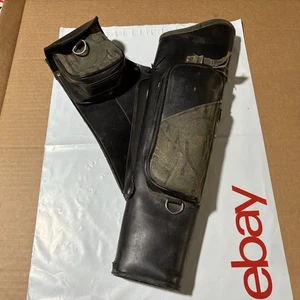 Tubo de carcaj flecha tiro con arco Neet vintage cuero negro CAMO 3 tubos accesorio de cinturón - Imagen 1 de 19