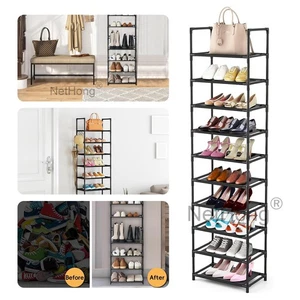 10 Ebenen Schuh-Rack Metall schmale große Schuh-Regal Aufbewahrungs-Must-Haves - Bild 1 von 8