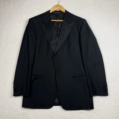 Blazer Esmoquin Ermenegildo Zegna Para Hombres 54 EU 44 EE. UU. Pecho Negro Solapa De Colección Foto 1 de 4