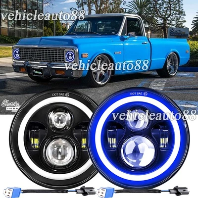 7" Round LED Headlights fit Chevy C10 Pickup Truck 1969 1970 1971 1972 1973 1974 - Image 1 of 4