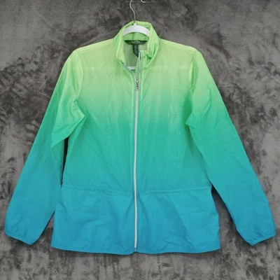 Chaqueta cortavientos Lauren Ralph Lauren cremallera completa azul verde mediana ligera Foto 1 de 4