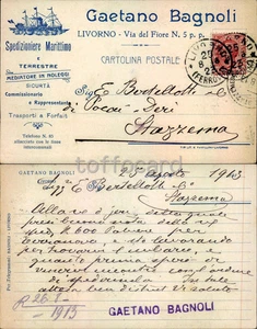 LIVORNO CITTA'-PUBBLICITA' TESTATINA SPEDIZIONI BAGNOLI-Stazzema-D17-68 - Picture 1 of 1