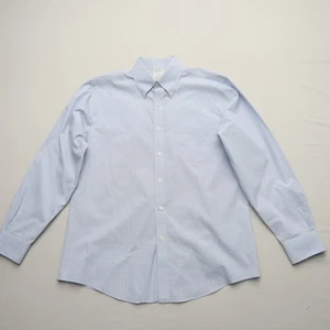Brooks Brothers Regent camicia abbottonata 15,5-33 polo originale blu check - Foto 1 di 7