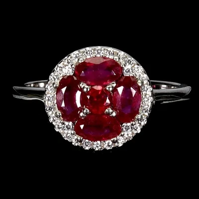 925 Sterling Silver Ring Oval Ruby 5x3mm Natural Gemstone Jewelry Size 7.5 - Image 1 of 4