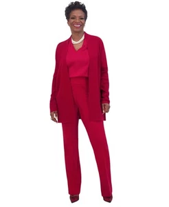 Kasper Women's Plus Size Open-Front Long-Sleeve Sweater (Crimson, 2X) - Picture 1 of 6