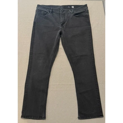 Volcom Vorta Slim Straight Jeans Mens 38x30 Faded Black Denim Zip Fly - Image 1 of 4