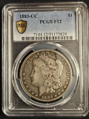 PCGS F12 1883-CC Morgan Silver Dollar Carson City Mint   Lot #330 - Image 1 of 4