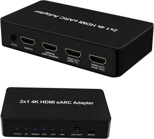 HDMI Switch with eARC Audio Extractor,4K60Hz 4 in 1 Black 201EARC - Picture 1 of 7
