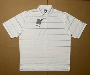 Camisa polo de golf FootJoy 2XL Addison Reserve Lisle para hombre blanca azul a rayas - Imagen 1 de 8