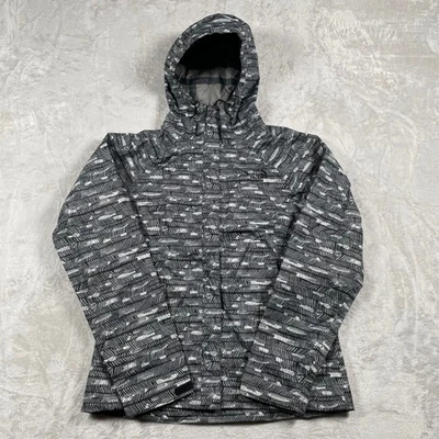 Chaqueta de lluvia con capucha The North Face para mujer pequeña S negra blanca estampado geográfico Foto 1 de 4