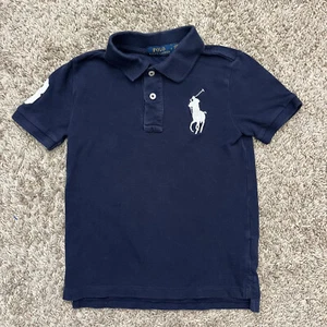 Polo Ralph Lauren Boys Big Pony Cotton Polo Shirt Navy Size 7 #3 Preppy - Picture 1 of 6