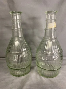 Vintage 2 Klarglas Krug Weinflaschen Dekanter 9,5" - Bild 1 von 6