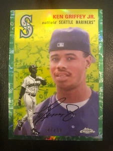 2023 Topps Tela anniversario cromata platino bianco verde ref Ken Griffey Jr/99 - Foto 1 di 1