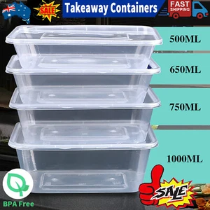 REUSABLE Take away Containers Takeaway Food Plastic Lid 500ml 650ml 750ml 1000ml - Picture 1 of 13