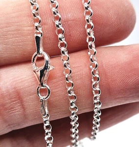 Collana catena argento sterling Rolo Becher italiana 925 unisex 2 mm - 26 pollici - Foto 1 di 12